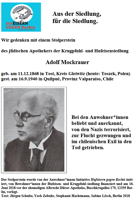 Titelblatt der Broschüre Adolf Mockrauer