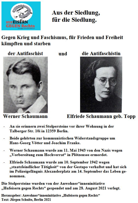 Titelblatt der Broschüre Werner und Elfriede Schaumann