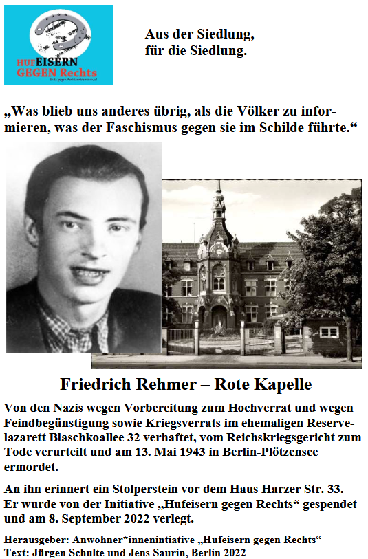 Titelblatt der Broschüre Friedrich Rehmer