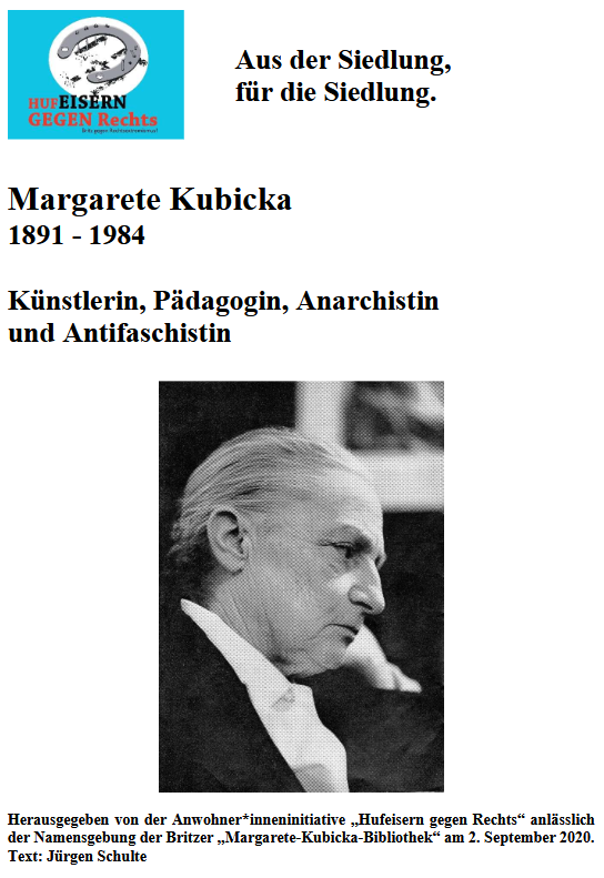 Titelblatt der Broschüre Margarete Kubicka