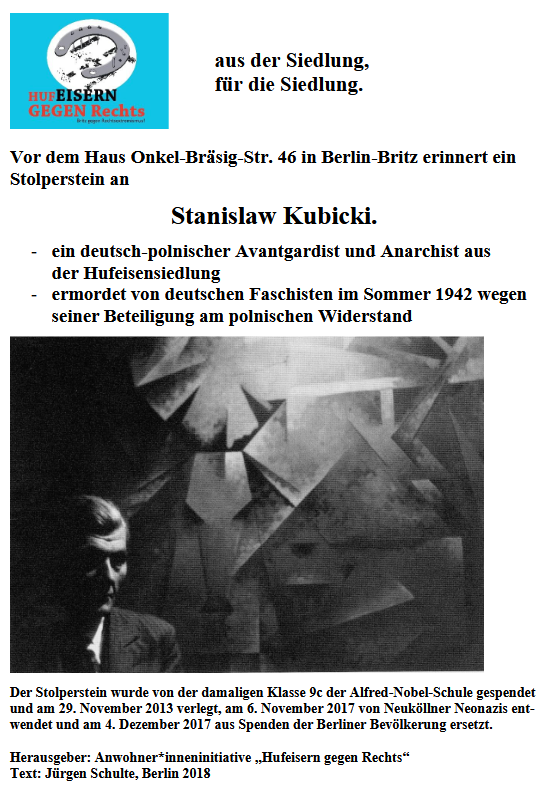 Titelblatt der Broschüre Stanislaw_Kubicki - ein deutsch-polnischer Avantgardist aus der Hufeisensiedlung