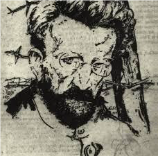 Eine Zeichnung mit dem Gesicht von Erich M&uuml;hsam