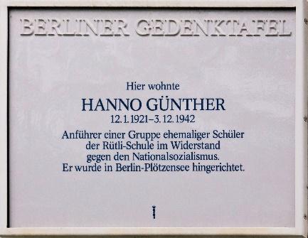 Berliner Gedenktafel für Hanno Günther